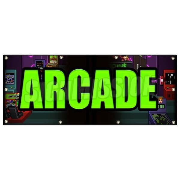 ARCADE BANNER SIGN video pinball skeeball bowling games shooting play